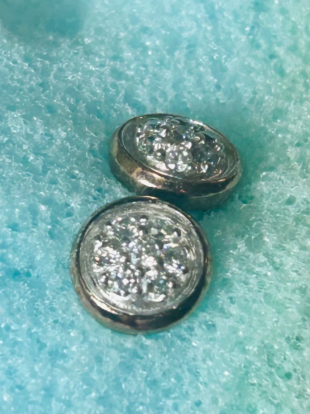 Silver Crystal Cluster Stud Earrings - Polished Silver Shine